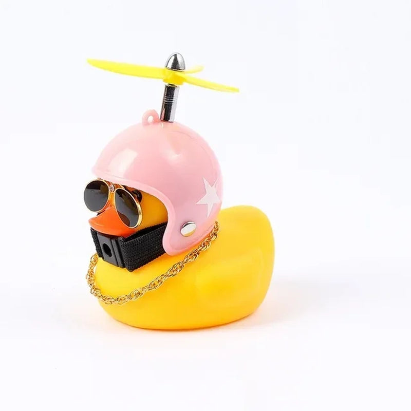 New Car Cute Wind-Breaking Duck Interior Broken Wind Small Yellow Duck with Helmet Airscrew Cycling Decoration Ornament Decor