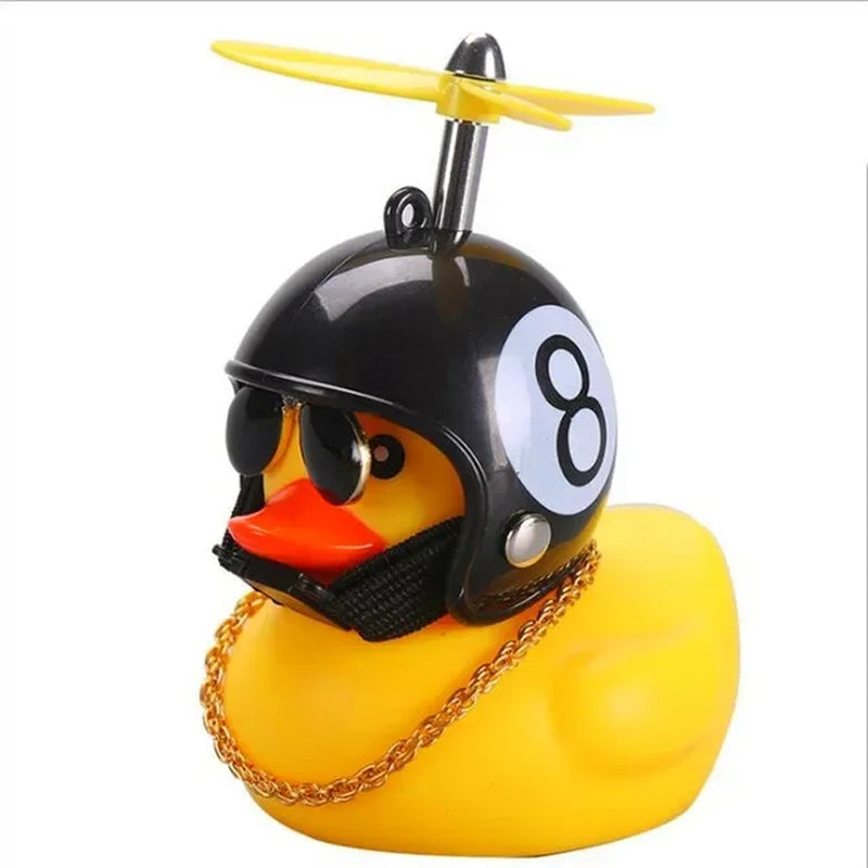 New Car Cute Wind-Breaking Duck Interior Broken Wind Small Yellow Duck with Helmet Airscrew Cycling Decoration Ornament Decor