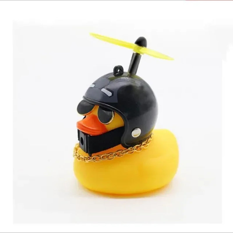 New Car Cute Wind-Breaking Duck Interior Broken Wind Small Yellow Duck with Helmet Airscrew Cycling Decoration Ornament Decor