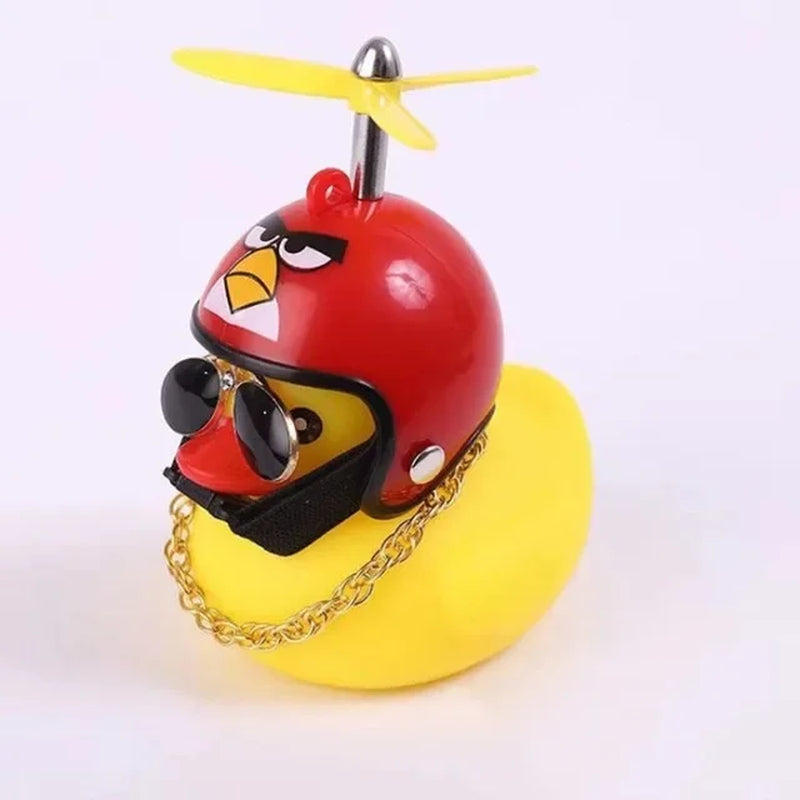 New Car Cute Wind-Breaking Duck Interior Broken Wind Small Yellow Duck with Helmet Airscrew Cycling Decoration Ornament Decor