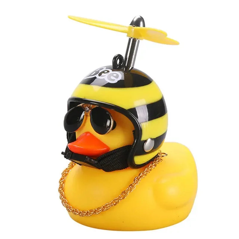 New Car Cute Wind-Breaking Duck Interior Broken Wind Small Yellow Duck with Helmet Airscrew Cycling Decoration Ornament Decor