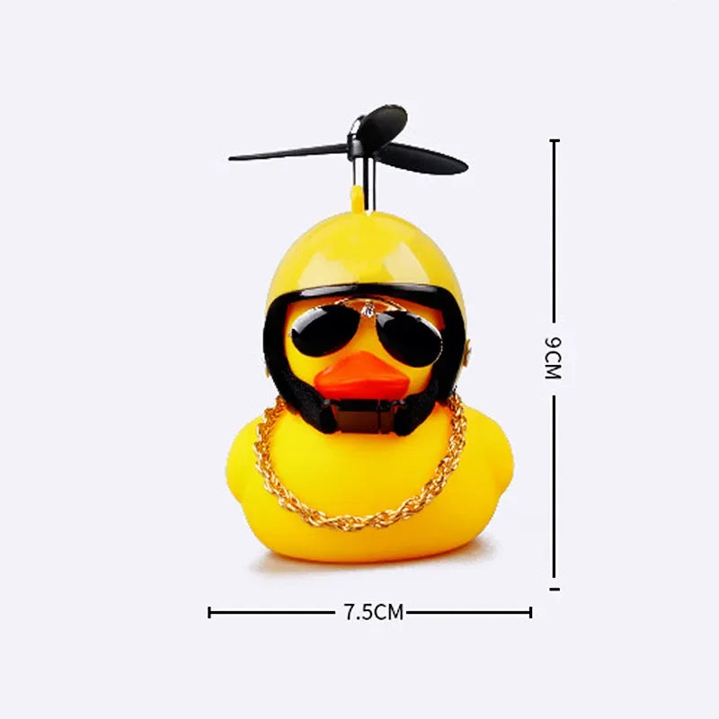 New Car Cute Wind-Breaking Duck Interior Broken Wind Small Yellow Duck with Helmet Airscrew Cycling Decoration Ornament Decor