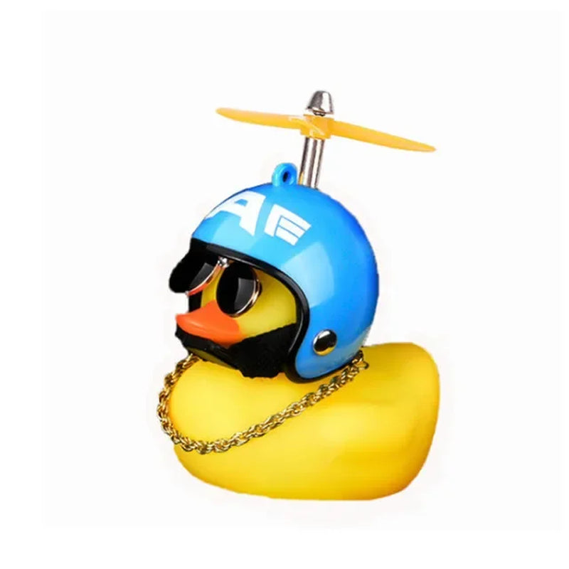 New Car Cute Wind-Breaking Duck Interior Broken Wind Small Yellow Duck with Helmet Airscrew Cycling Decoration Ornament Decor