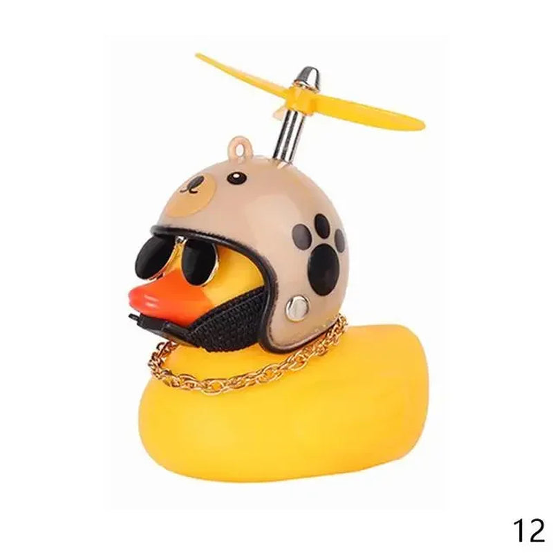 New Car Cute Wind-Breaking Duck Interior Broken Wind Small Yellow Duck with Helmet Airscrew Cycling Decoration Ornament Decor