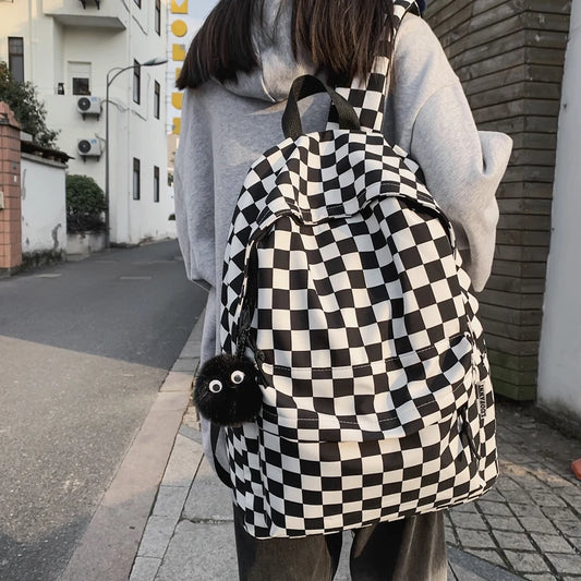 JOYPESSIE Fashion Girls Plaid Backpack Waterproof Leisure Shoulder Bag Women Laptop Mochila Bookbag Travel Rucksack for Female