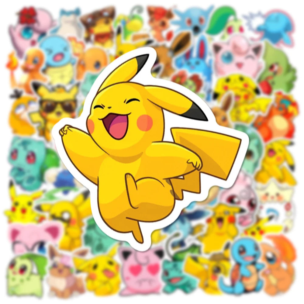 10/30/50pcs Kawaii Anime Pokemon Stickers Decals Fridge Phone Case Laptop Suitcase Decoration Cute Cartoon Sticker for Kids Toys