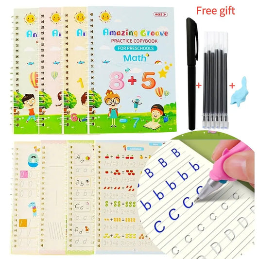 Reusable Magic Practice Copy Book for Children English Writing Stickers Book with Free Wipe Feature