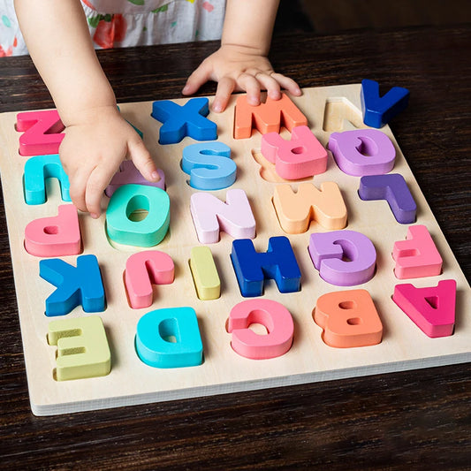 Montessori Wooden Puzzle Montessori Toys for Baby Alphabet Number Shape Matching Early Educational Games for Kids Ages 1-3