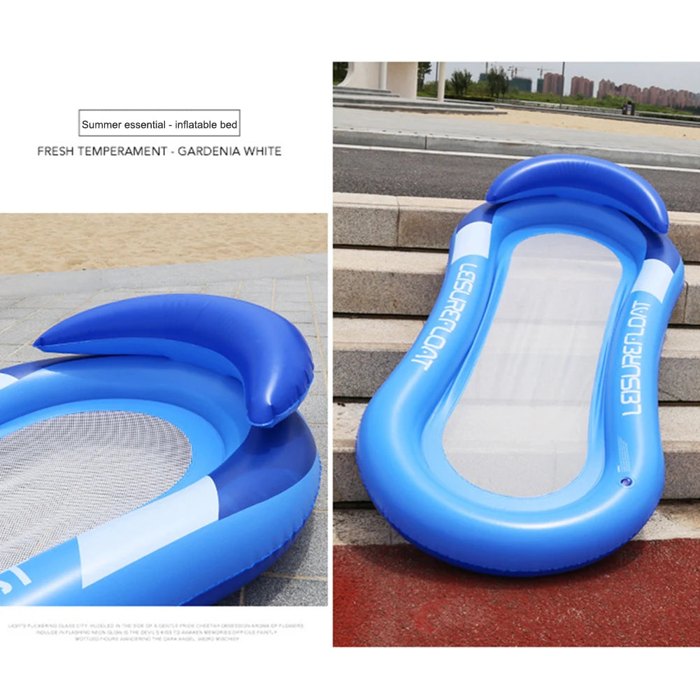 2024 Outdoor Foldable Water Hammock Inflatable Floating Swimming Pool Mattress Party Lounge Bed Beach Sports Recliner Recreation