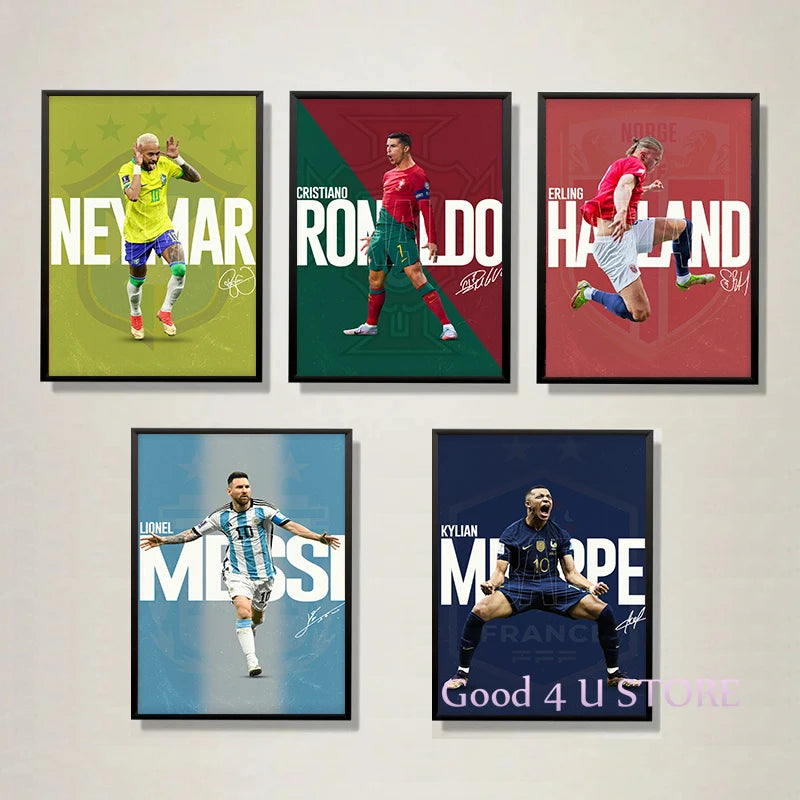 World Famous Football Player Soccer Star R-Ronaldo Sport Poster Canvas Painting Nordic Wall Art Pictures Home Boy Room Decor