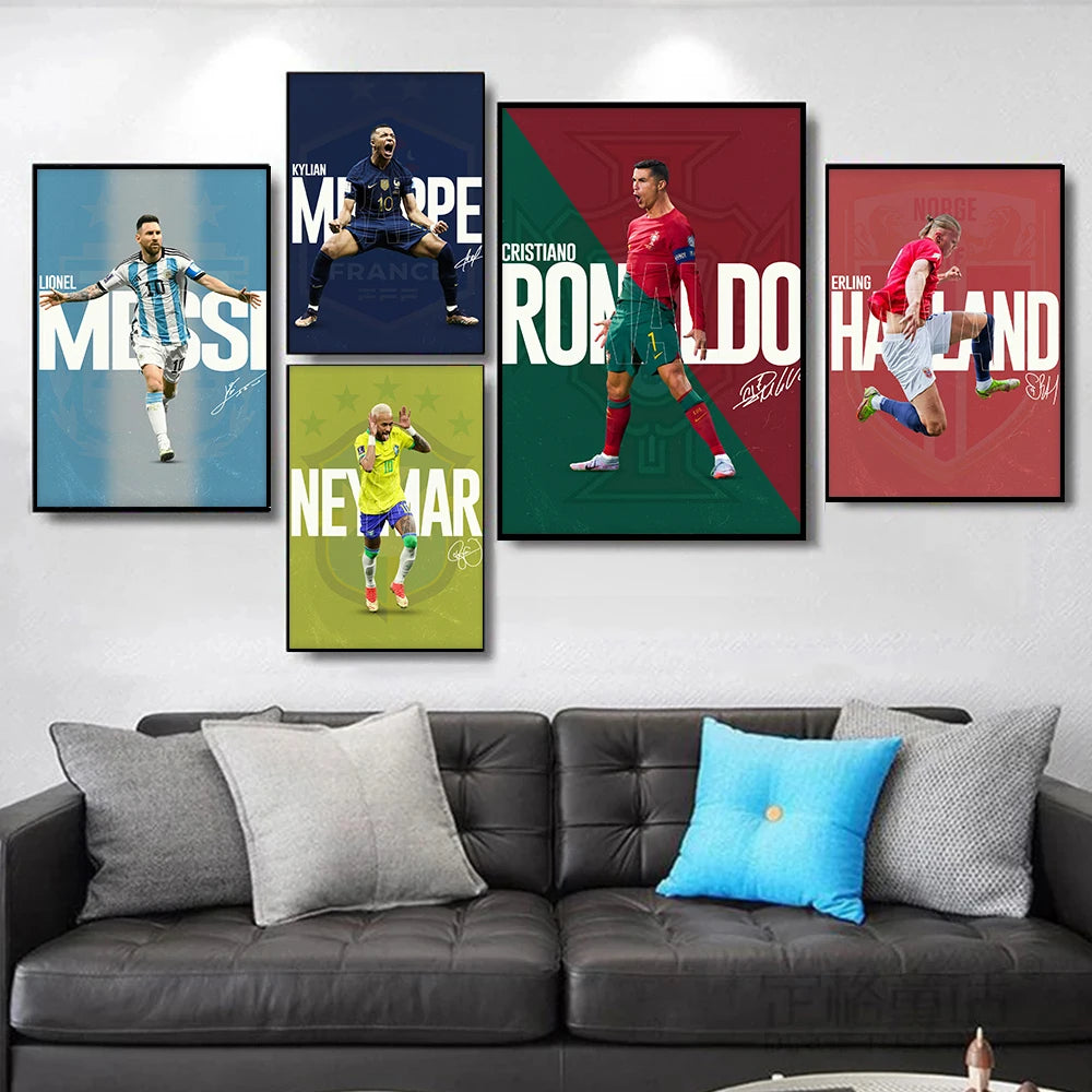 World Famous Football Player Soccer Star R-Ronaldo Sport Poster Canvas Painting Nordic Wall Art Pictures Home Boy Room Decor