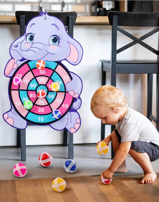 Interactive Montessori Toys for Kids Cartoon Animal Dart Board Sticky Ball Game Family Educational Toy for Babies