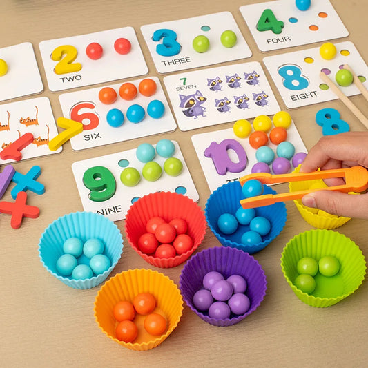 Wooden Montessori Clip Beads Toy for Early Learning Educational Play Fine Motor Training Color Sorting Matching for Kids