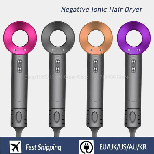 Professional Leafless Hair Dryer with Flyaway Attachment Premium Negative Ionic Multifunction Salon Style Tool for Short Hair