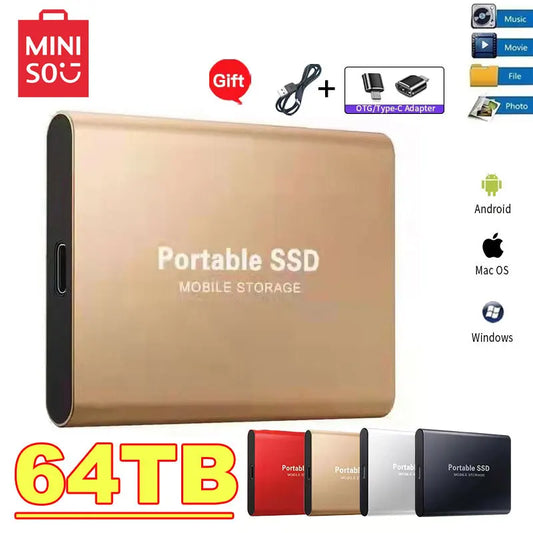 MINISO 2tb external hard drive 1TB portable external SSD Mini Hard Disks High-speed Drive External Solid State Hard Drive New