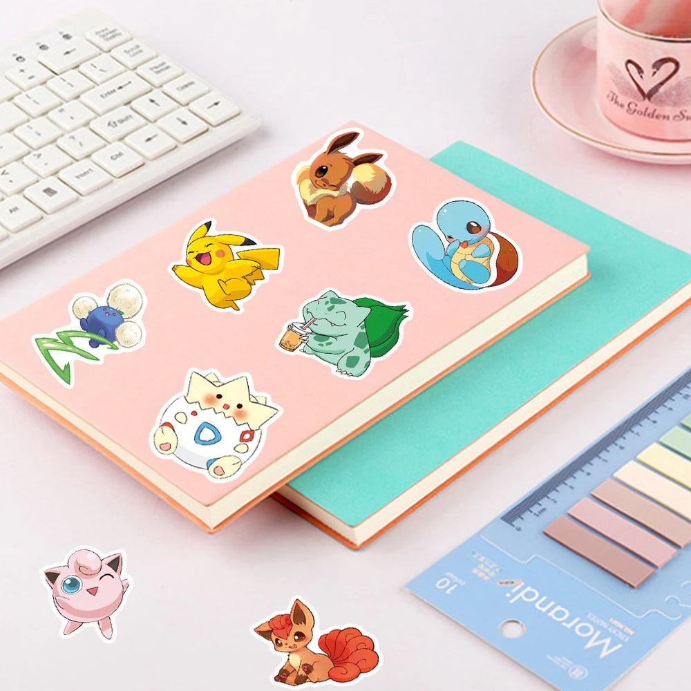 10/30/50pcs Kawaii Anime Pokemon Stickers Decals Fridge Phone Case Laptop Suitcase Decoration Cute Cartoon Sticker for Kids Toys