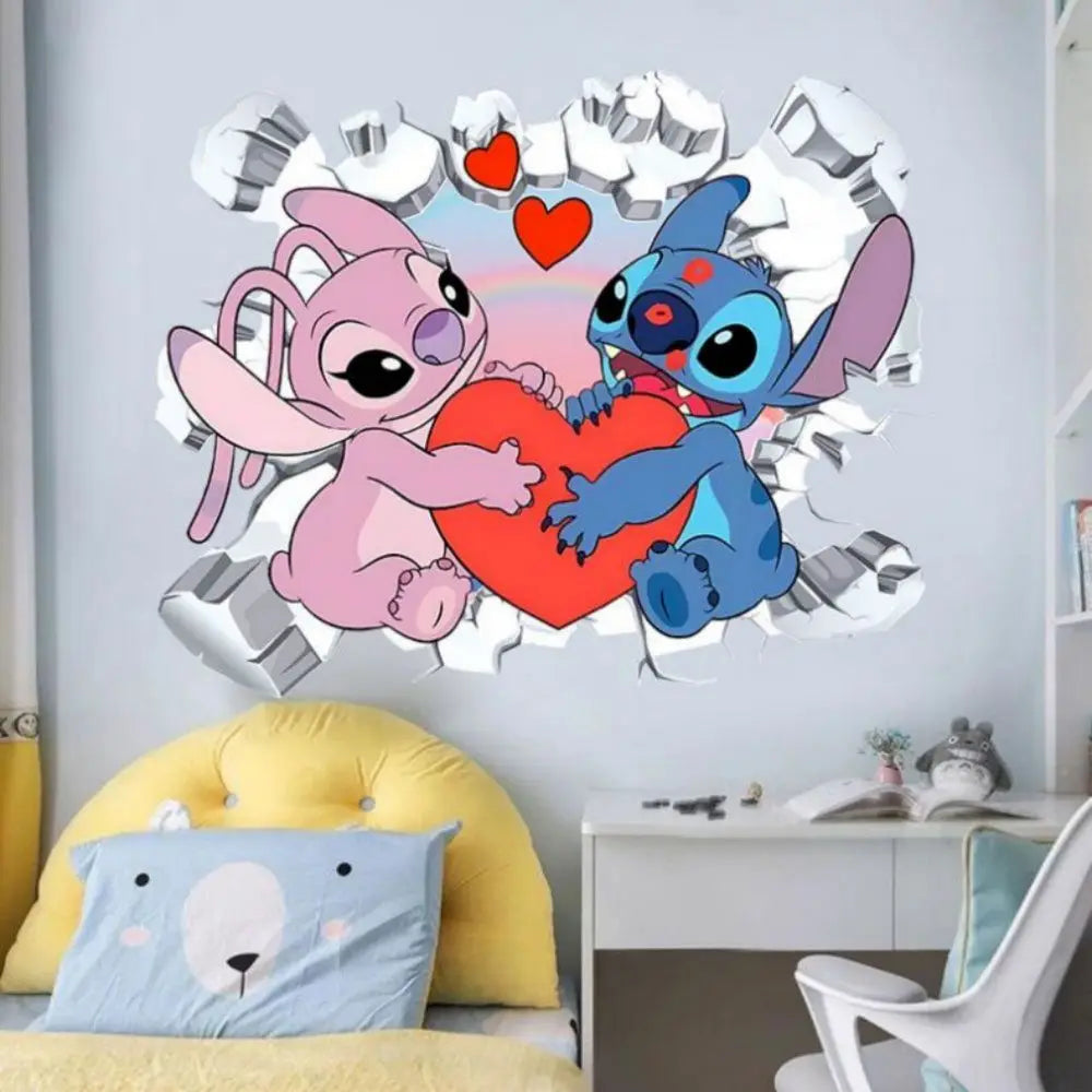 MINISO Cartoon Lilo & Stitch Wall Stickers For Kid's Room Kindergarten Living Room Bedroom Wall Decoration Animated Poster