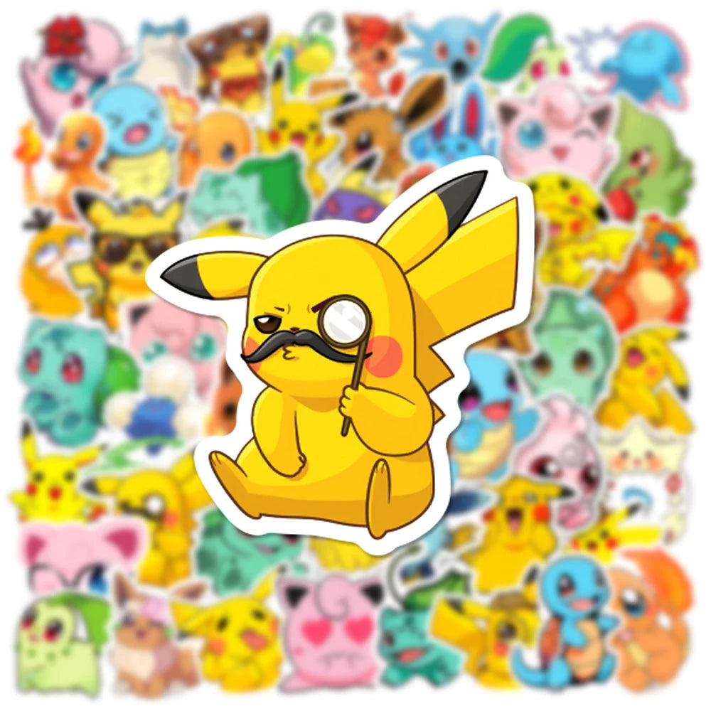 10/30/50pcs Kawaii Anime Pokemon Stickers Decals Fridge Phone Case Laptop Suitcase Decoration Cute Cartoon Sticker for Kids Toys