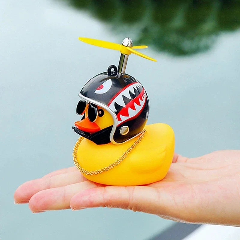 New Car Cute Wind-Breaking Duck Interior Broken Wind Small Yellow Duck with Helmet Airscrew Cycling Decoration Ornament Decor