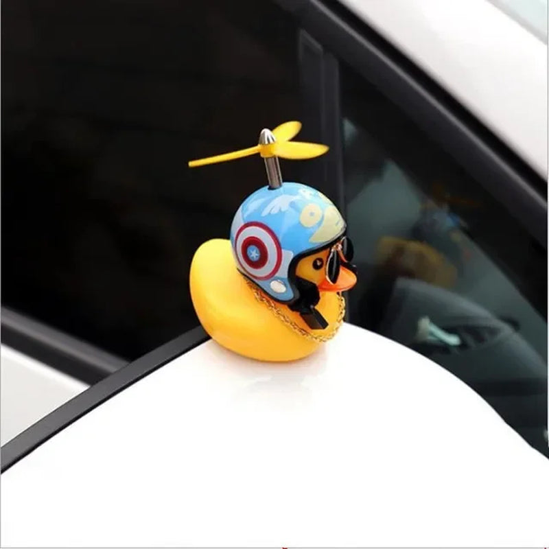 New Car Cute Wind-Breaking Duck Interior Broken Wind Small Yellow Duck with Helmet Airscrew Cycling Decoration Ornament Decor