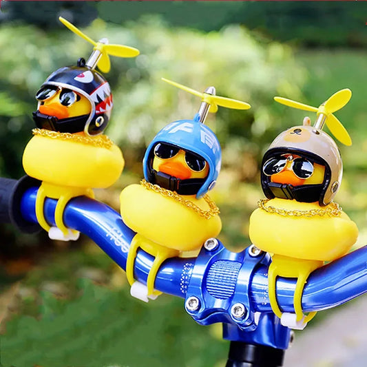 New Car Cute Wind-Breaking Duck Interior Broken Wind Small Yellow Duck with Helmet Airscrew Cycling Decoration Ornament Decor