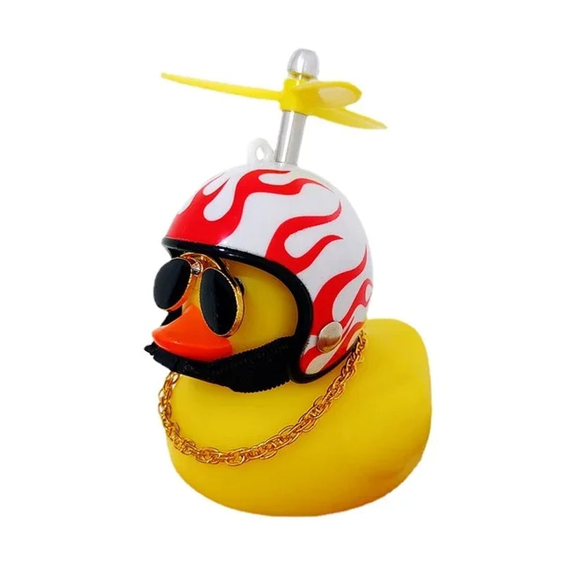 New Car Cute Wind-Breaking Duck Interior Broken Wind Small Yellow Duck with Helmet Airscrew Cycling Decoration Ornament Decor