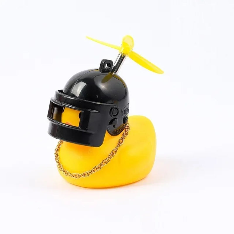 New Car Cute Wind-Breaking Duck Interior Broken Wind Small Yellow Duck with Helmet Airscrew Cycling Decoration Ornament Decor