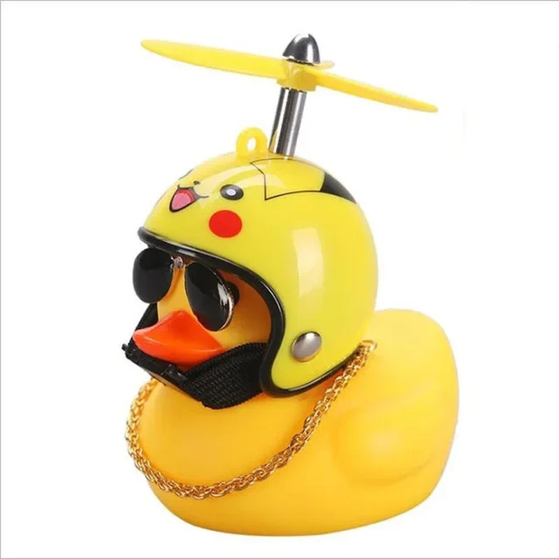 New Car Cute Wind-Breaking Duck Interior Broken Wind Small Yellow Duck with Helmet Airscrew Cycling Decoration Ornament Decor